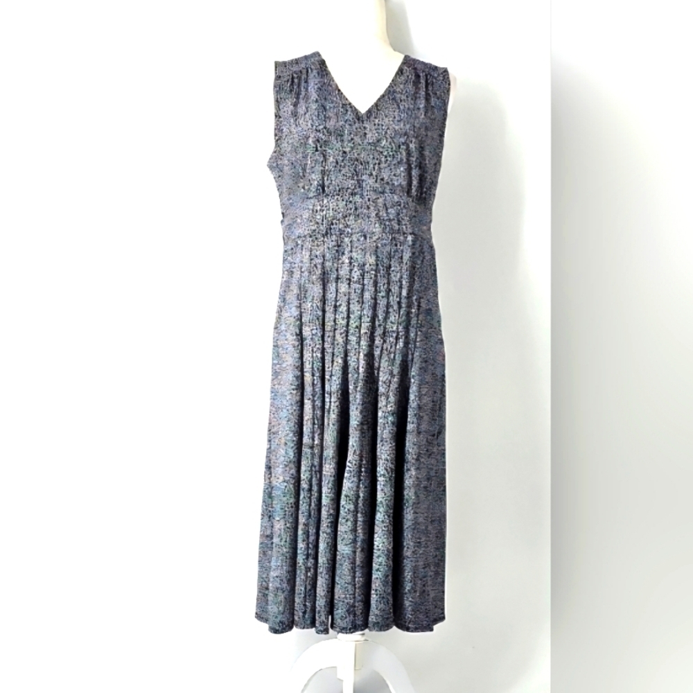 Liz Claiborne Black‎ & White Vneck Sleeveless Flowy Midi Dress Sz:Large